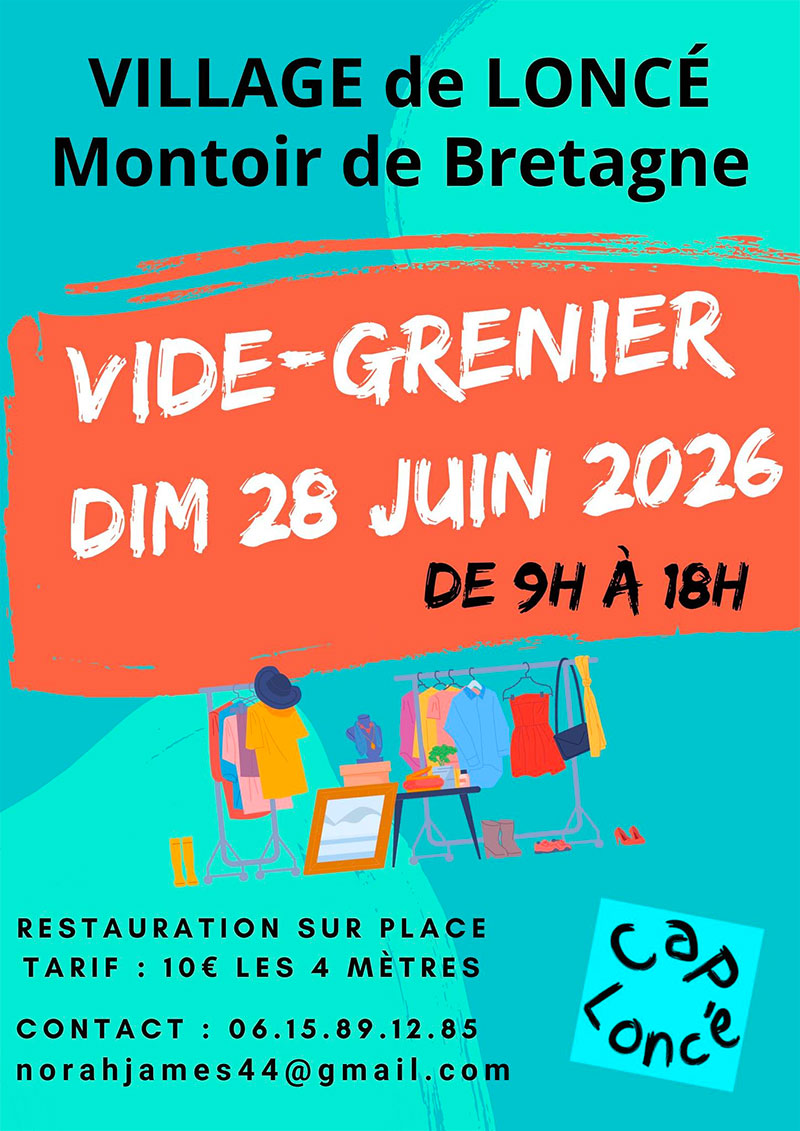 Affiche Vide-grenier Village de Loncé - Montoir-de-Bretagne - Loire-Atlantique