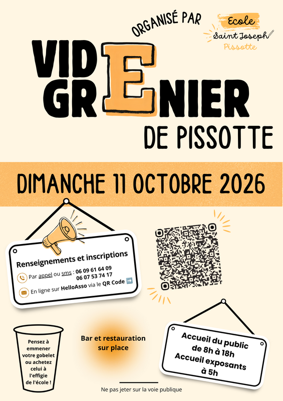 Affiche Vide-grenier de l'école Saint-Joseph à Pissotte