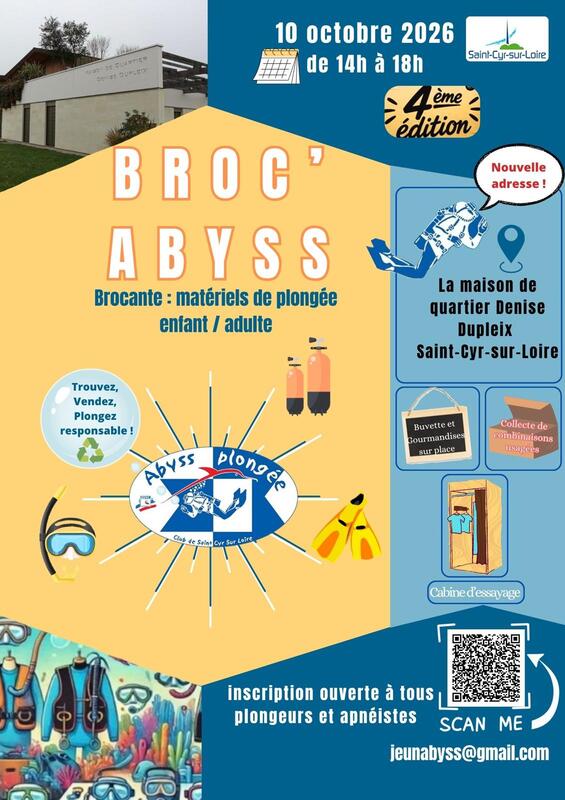 Affiche Broc'Abyss, brocante de plongée d'Abyss Plongée à Saint-Cyr-sur-Loire