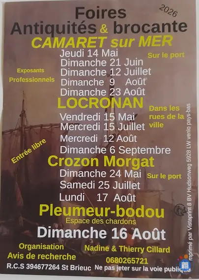Affiche Foire antiquités et brocante Camaret-sur-Mer dimanche 21 juin 2026 (29570)