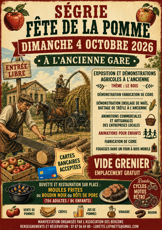 Affiche Fête de la pomme et vide-grenier de Ségrie