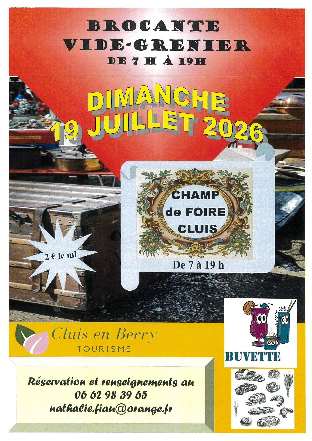 Affiche Vide-grenier Cluis dimanche 19 juillet 2026 (36340)