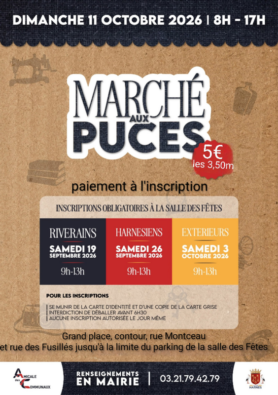Affiche Marché aux puces de l'Amicale des Communaux à Harnes