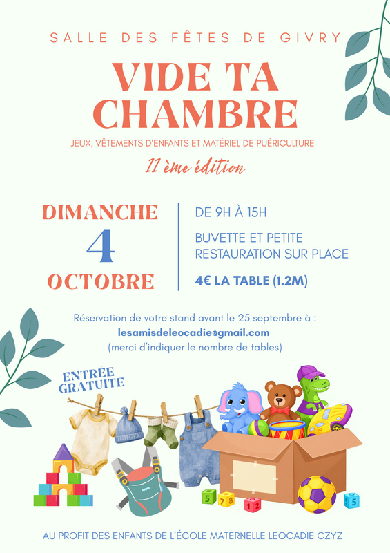 Affiche Vide ta chambre de l'école maternelle Léocadie Czyz à Givry