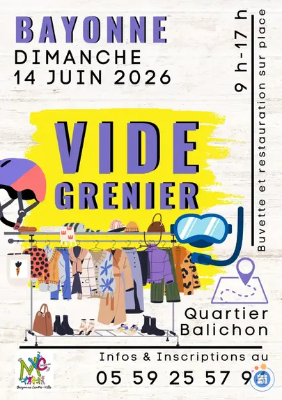 Affiche Vide-grenier Bayonne dimanche 14 juin 2026 (64100)