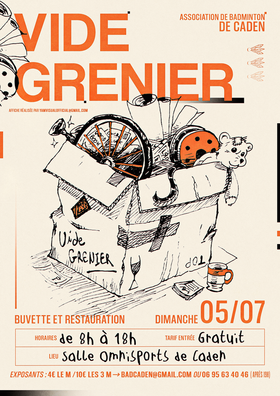 Affiche Vide-grenier Association de Badminton de Caden - Salle Omnisports - Morbihan