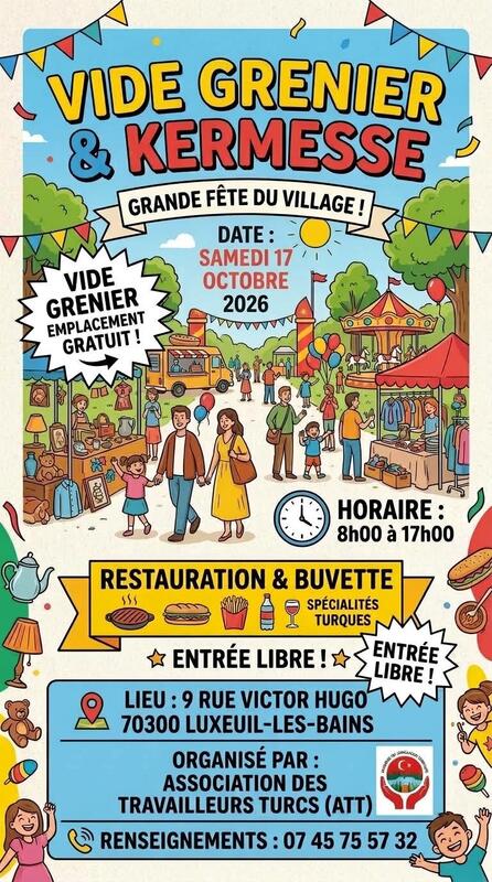 Affiche Vide-grenier et kermesse de l'ATT à Luxeuil-les-Bains