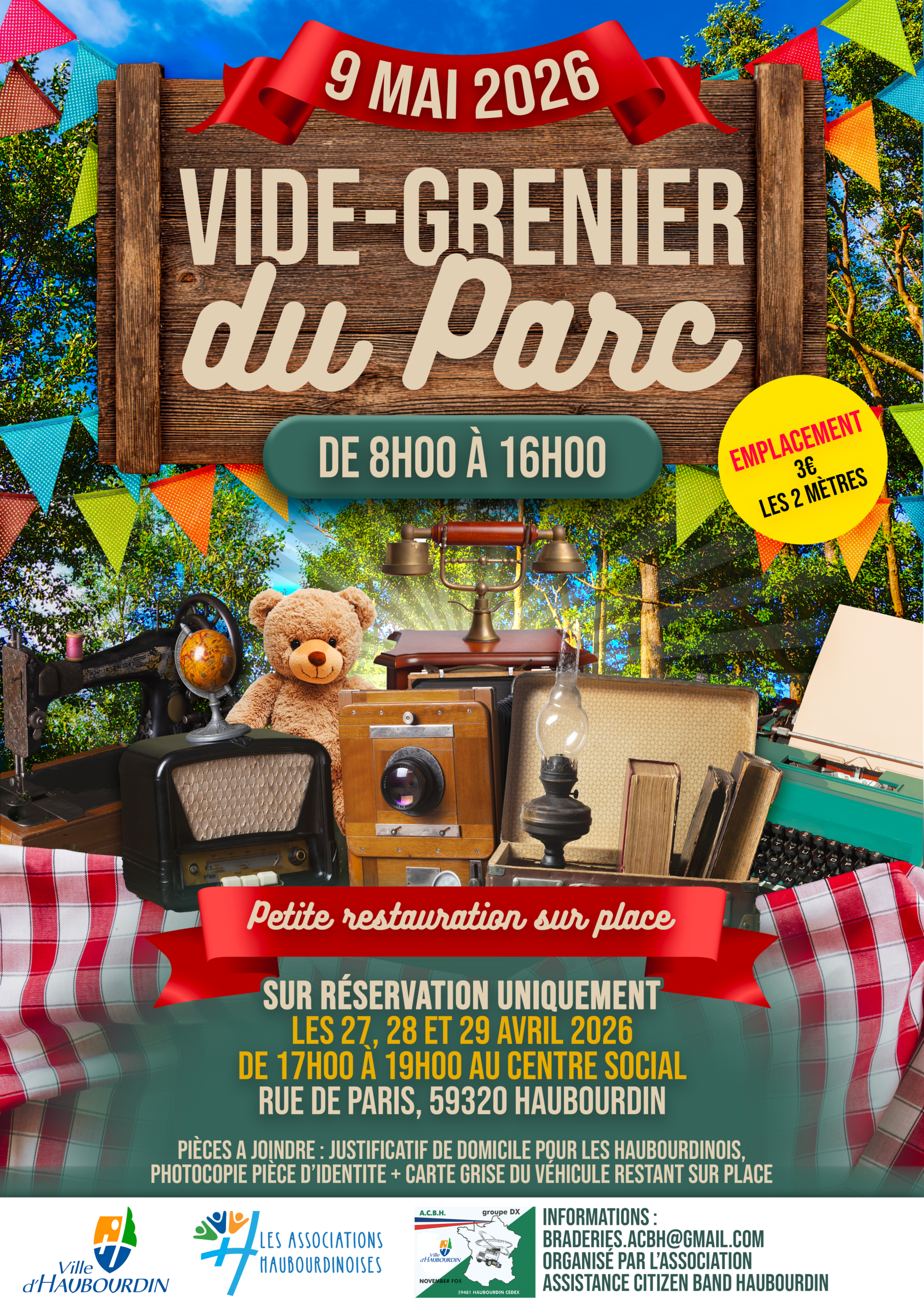 Affiche Vide-grenier du Parc Haubourdin samedi 9 mai 2026 (59320 Nord)
