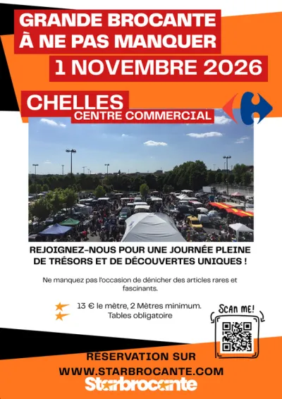 Affiche Grande brocante du centre commercial Carrefour de Chelles