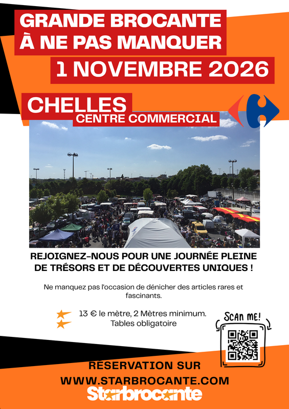 Affiche Grande brocante du centre commercial Carrefour de Chelles