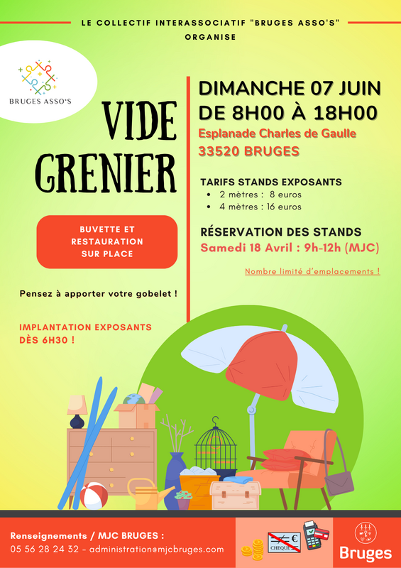 Affiche Vide-Grenier - Collectif Bruges Asso's - Bruges - Gironde