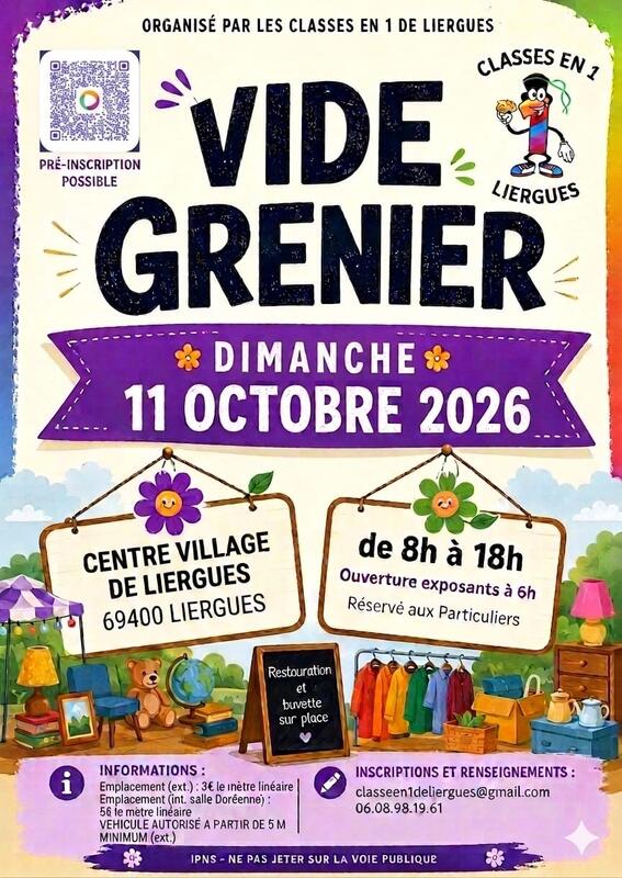 Affiche Vide-grenier des Classes en 1 à Liergues
