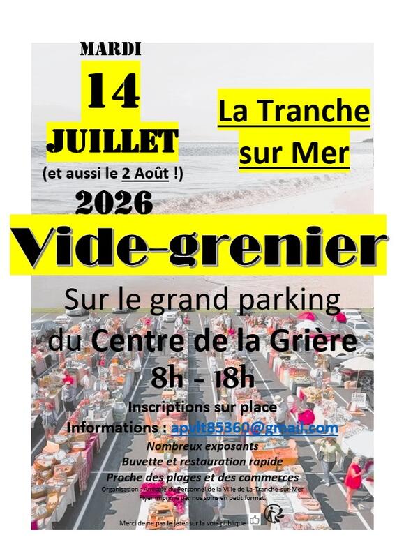 Affiche Vide-grenier de La Grière - La Tranche-sur-Mer - Vendée