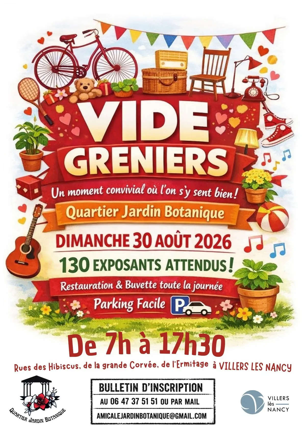 Affiche Vide-greniers Quartier Jardin Botanique Villers-lès-Nancy dimanche 30 août 2026 (54600)
