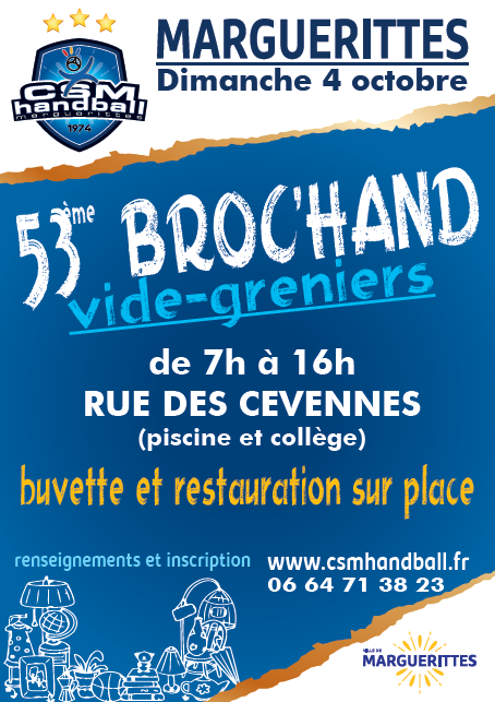 Affiche Brochand vide-greniers du CSM Handball à Marguerittes