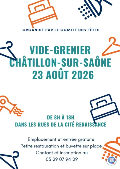 Affiche Vide-grenier Châtillon-sur-Saône dimanche 23 août 2026 (88410)