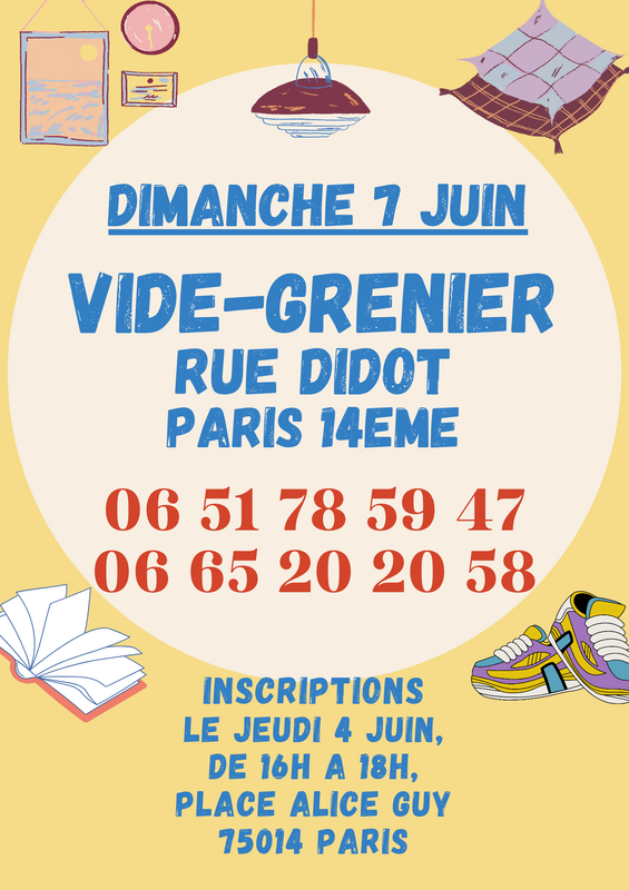 Affiche Vide-grenier rue Didot - Paris 14e