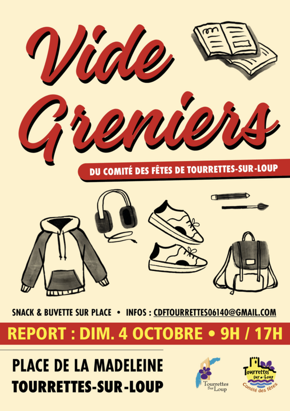 Affiche Vide-greniers du comité des fêtes de Tourrettes-sur-Loup