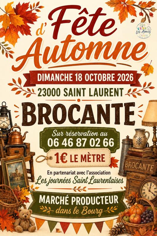 Affiche Brocante de la fête d'automne à Saint-Laurent