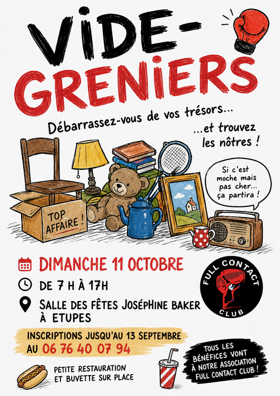Affiche Vide-greniers du Full Contact Club à Étupes