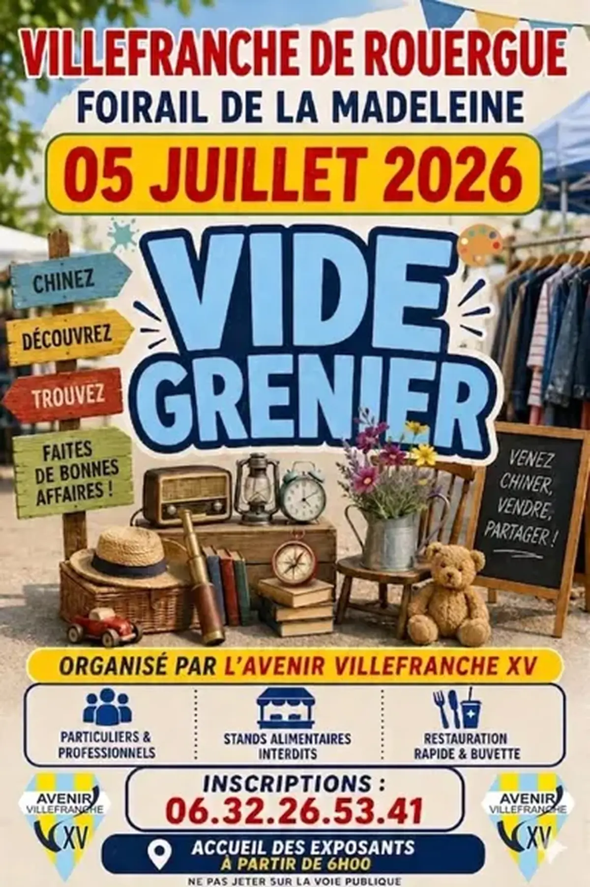 Affiche Vide-grenier Villefranche-de-Rouergue dimanche 5 juillet 2026 (12200)