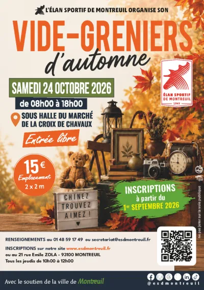 Affiche Vide-greniers d'automne de l'Élan sportif à Montreuil