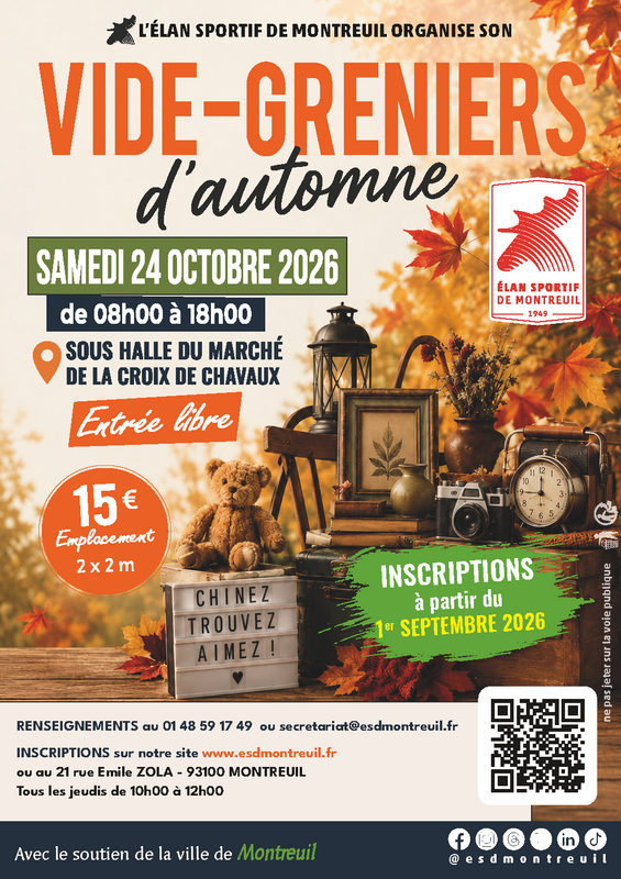 Affiche Vide-greniers d'automne de l'Élan sportif à Montreuil