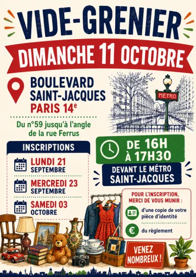Affiche Vide-grenier du boulevard Saint-Jacques à Paris 14e