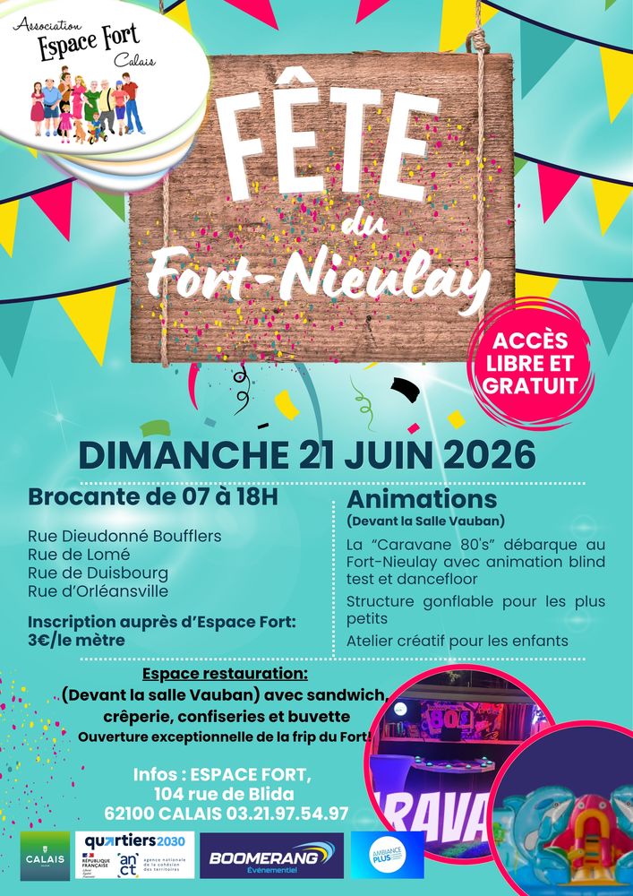Affiche Brocante Fête du Fort-Nieulay Calais dimanche 21 juin 2026 (62100)