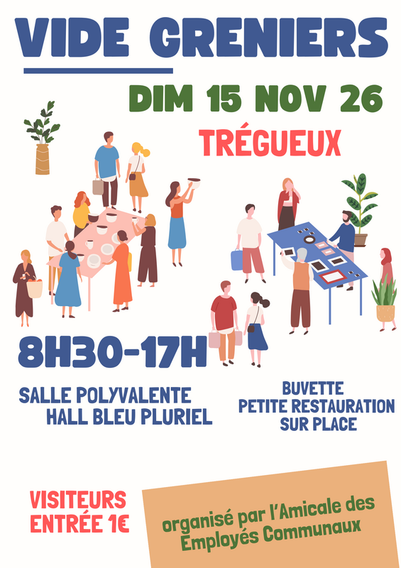 Affiche Vide-greniers de l'Amicale des employés communaux à Trégueux