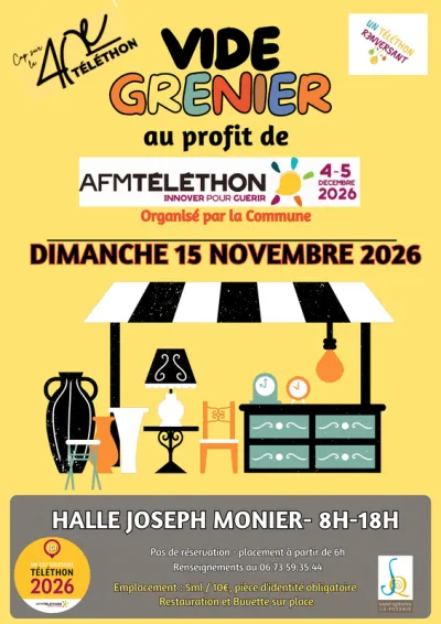 Affiche Vide-grenier au profit du Téléthon à Saint-Quentin-la-Poterie