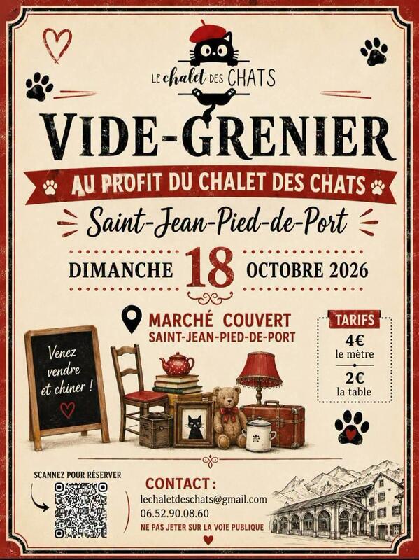 Affiche Vide-grenier du Chalet des chats à Saint-Jean-Pied-de-Port