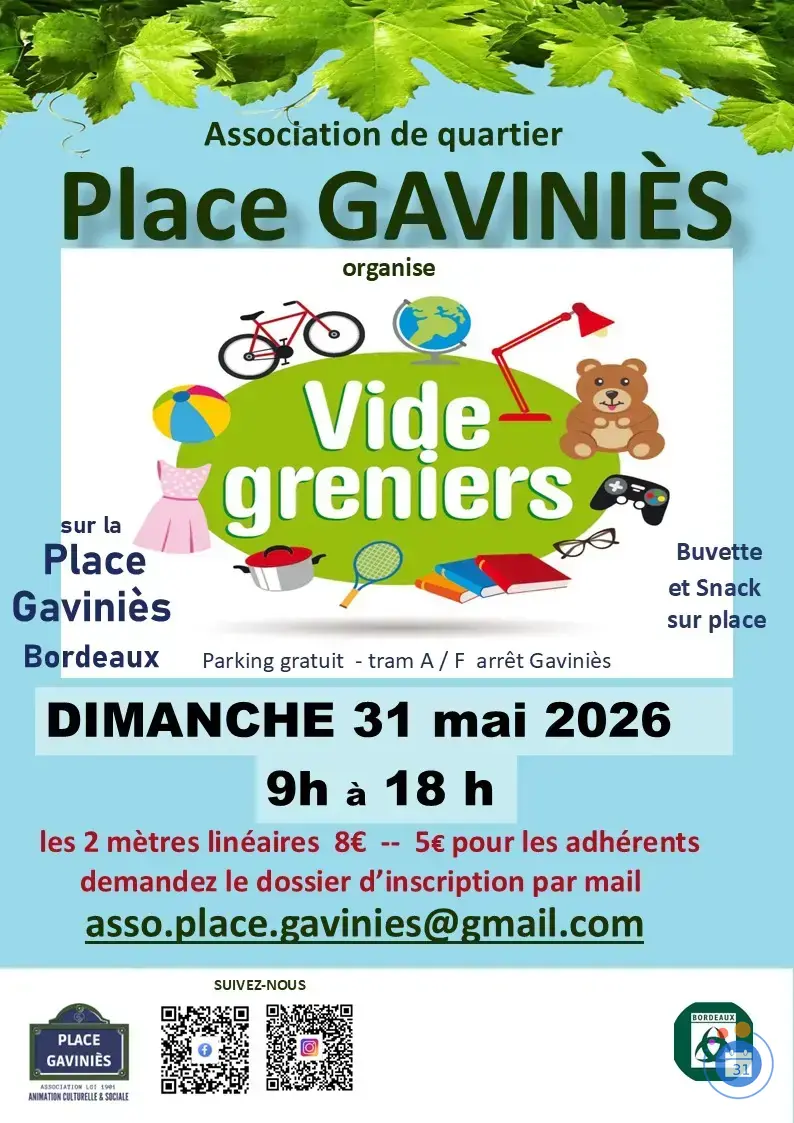 Affiche Vide-greniers Place Gaviniès - Bordeaux