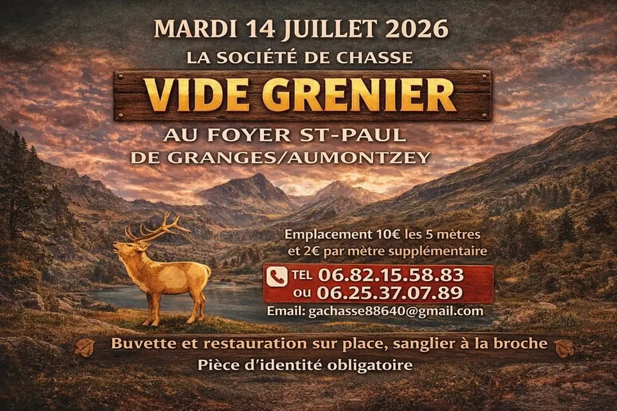 Affiche Vide-grenier Granges-Aumontzey mardi 14 juillet 2026 (88640)