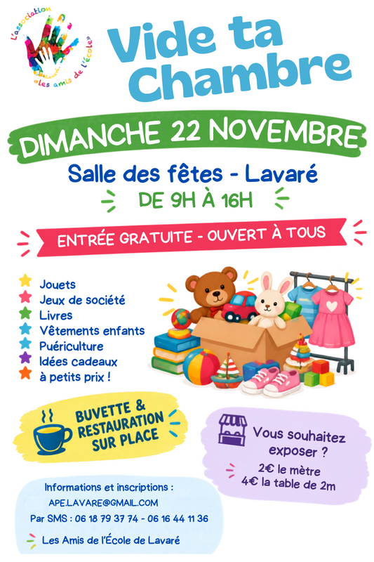 Affiche Vide ta chambre des Amis de l'École à Lavaré