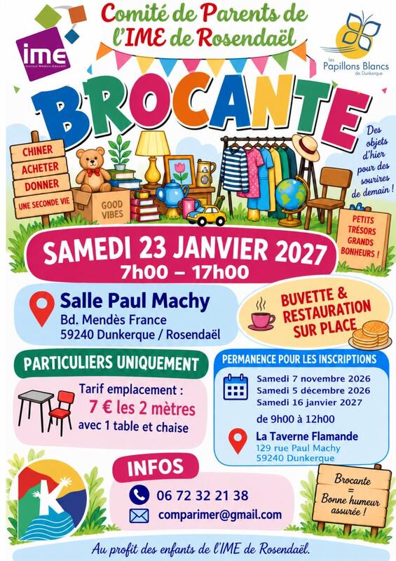 Affiche Brocante du Comité de Parents de l'IME de Rosendaël à Dunkerque