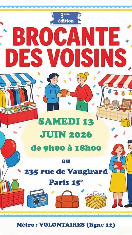 Affiche Brocante des Voisins Paris 15e samedi 13 juin 2026 (75015)