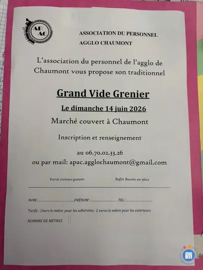 Affiche Vide-grenier Chaumont dimanche 14 juin 2026 (52000)