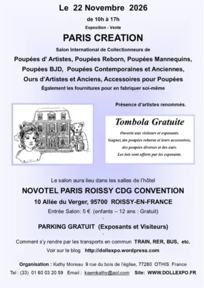 Affiche Salon Paris Création poupées et ours à Roissy-en-France