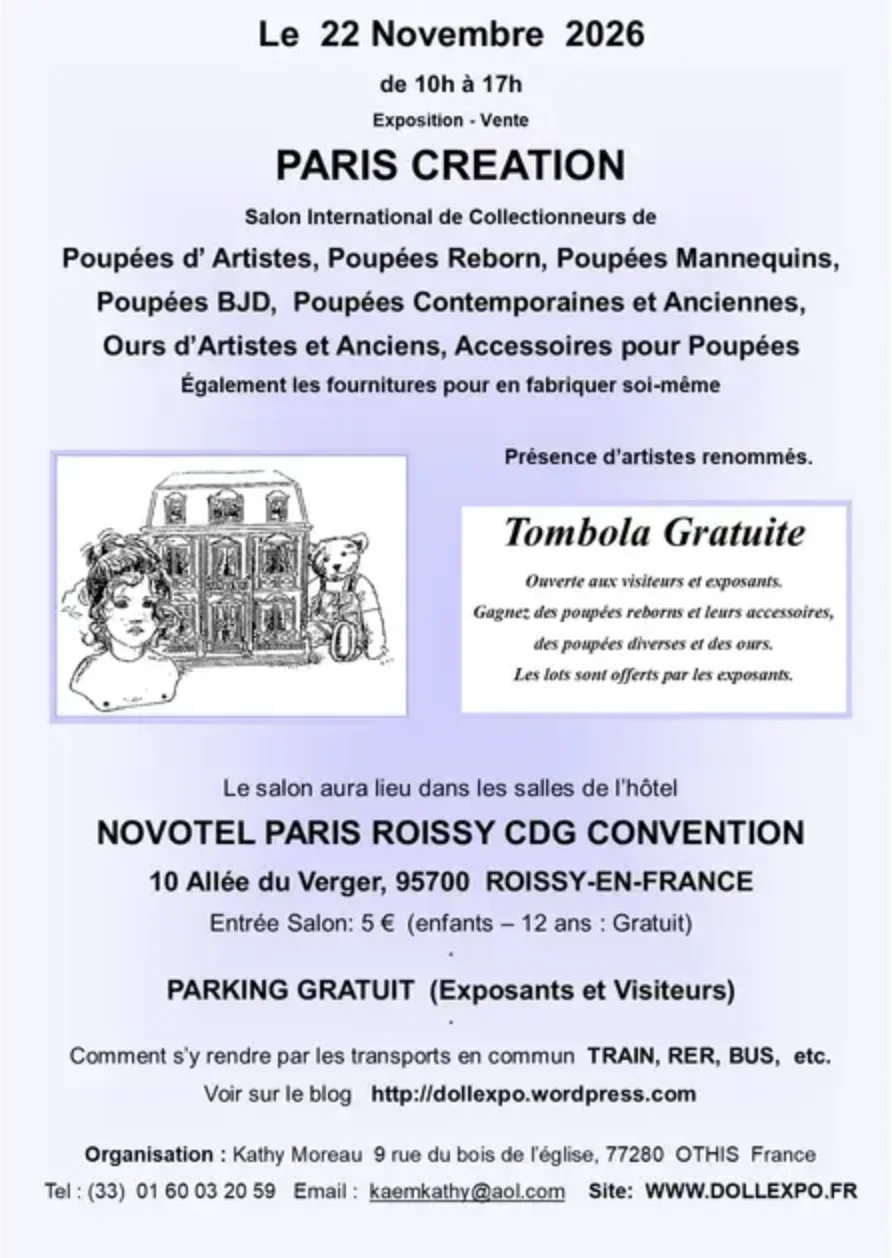 Affiche Salon Paris Création poupées et ours à Roissy-en-France