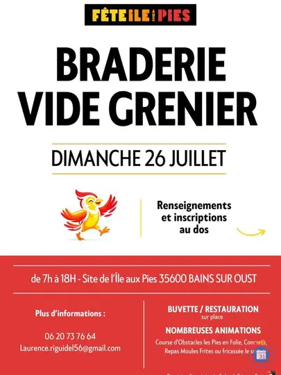 Affiche Braderie vide-grenier Bains-sur-Oust dimanche 26 juillet 2026 (35600)