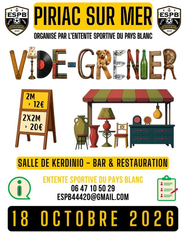 Affiche Vide-grenier de l'ESPB à Piriac-sur-Mer