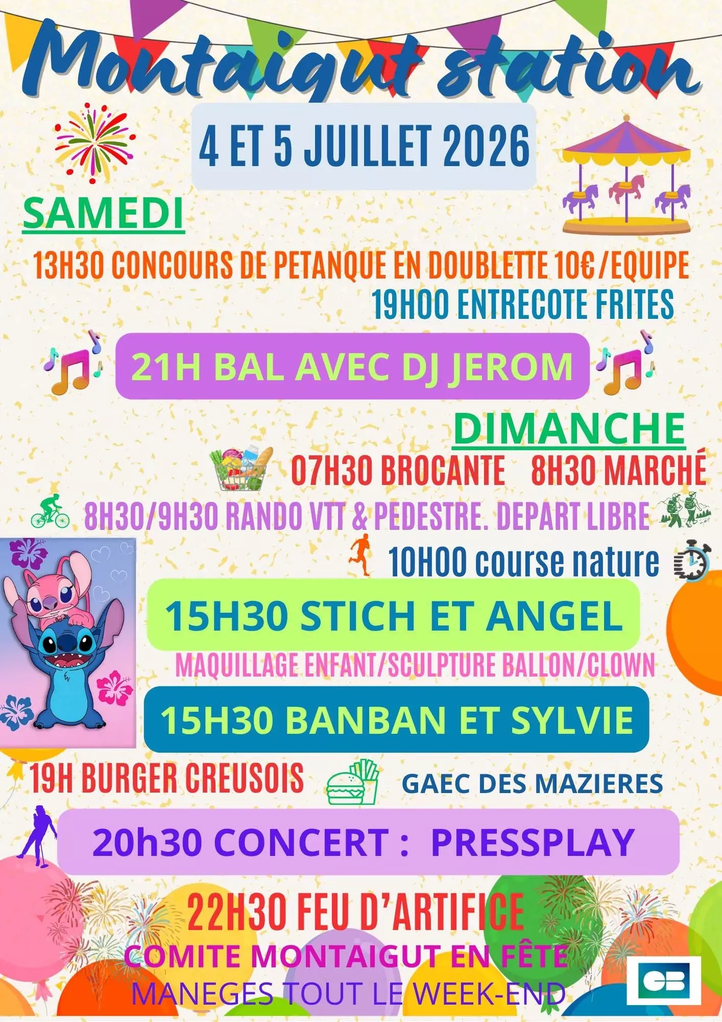 Affiche Brocante Montaigut-le-Blanc samedi 4 juillet 2026 (23320)