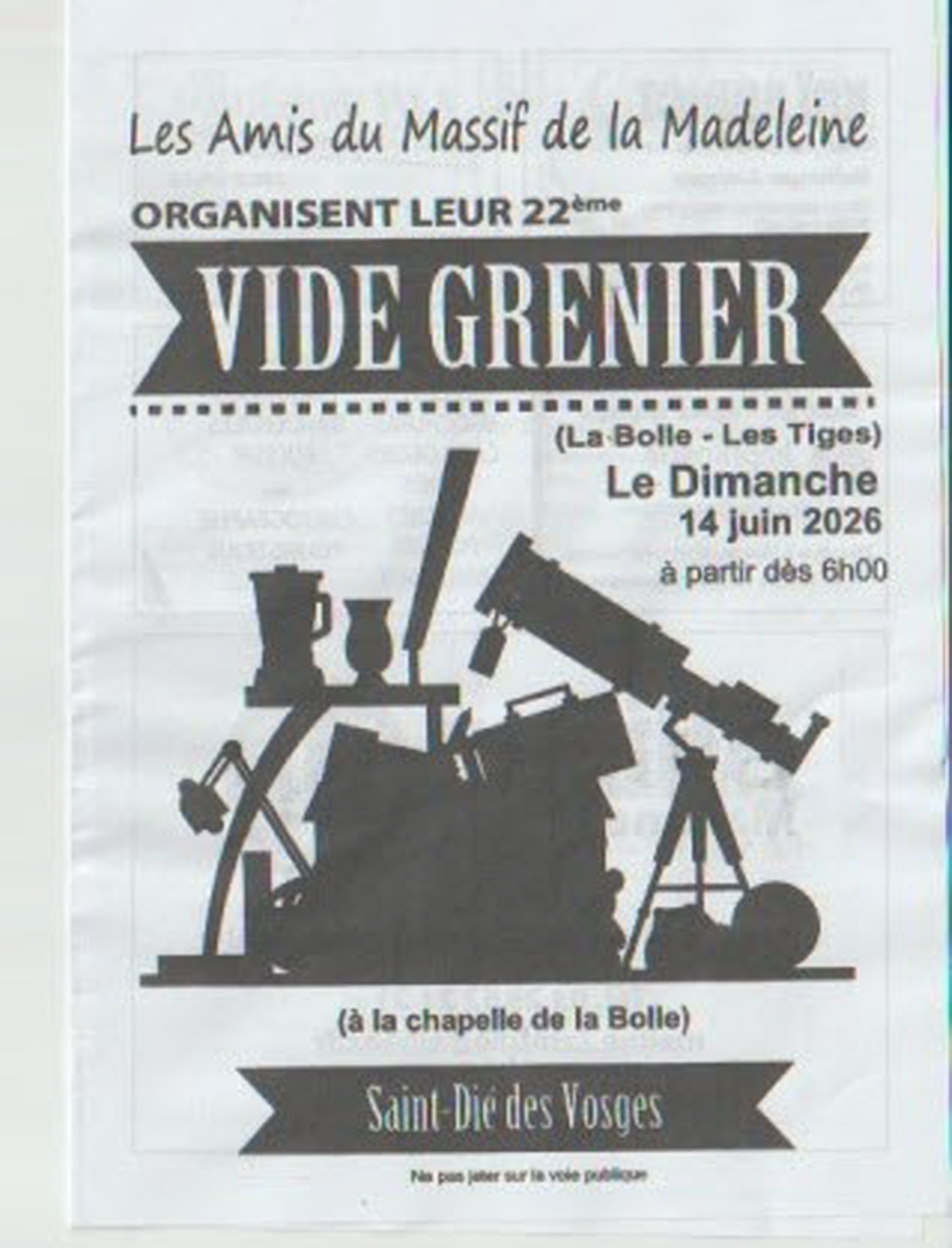 Affiche Vide-grenier Saint-Dié-des-Vosges dimanche 14 juin 2026 (88100)