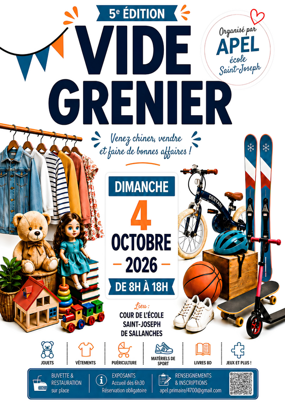 Affiche Vide-grenier de l'APEL de l'école Saint-Joseph à Sallanches