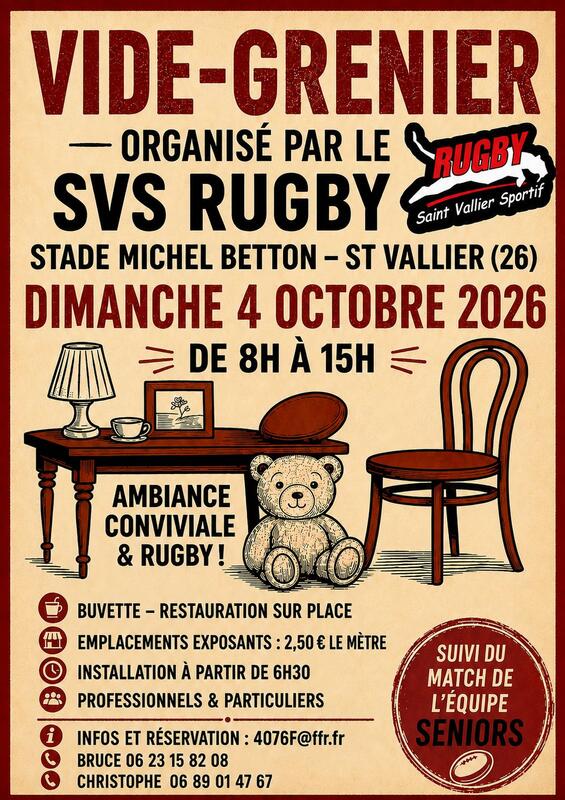 Affiche Vide-grenier du SVS Rugby à Saint-Vallier