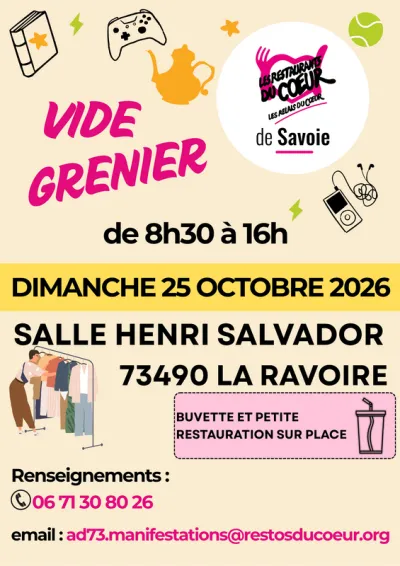 Affiche Vide-grenier des Restos du Coeur à La Ravoire