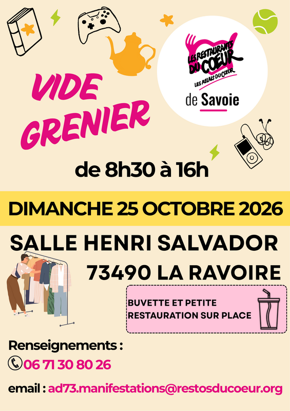 Affiche Vide-grenier des Restos du Coeur à La Ravoire