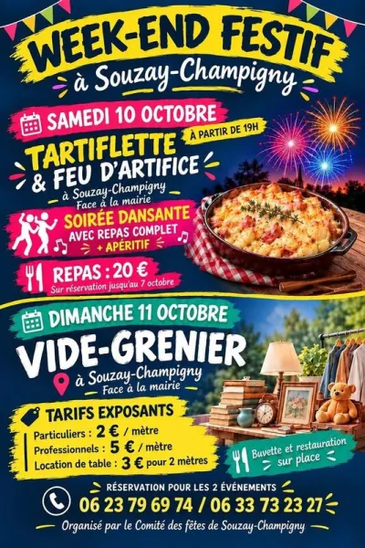 Affiche Vide-grenier du comité des fêtes de Souzay-Champigny