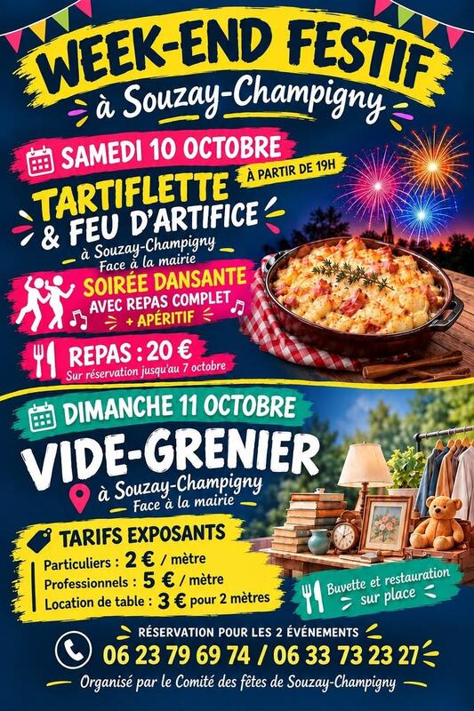 Affiche Vide-grenier du comité des fêtes de Souzay-Champigny